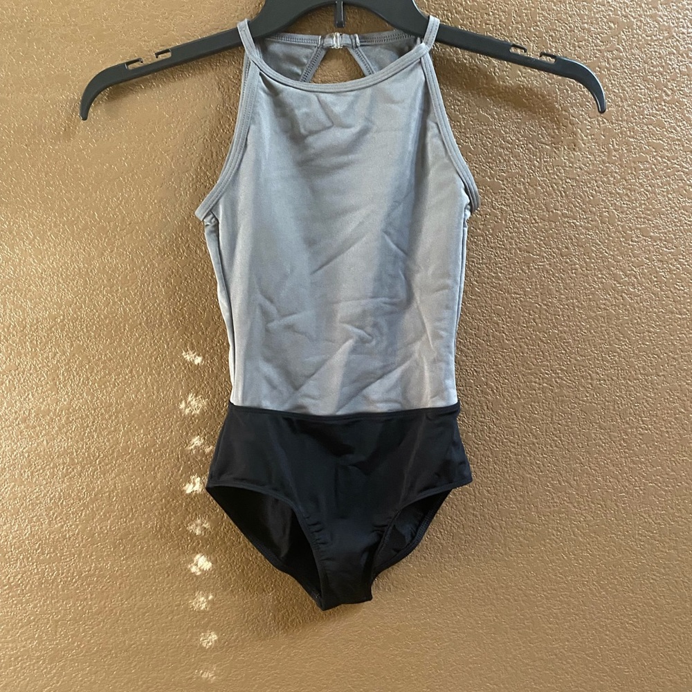 Gray and black leotard